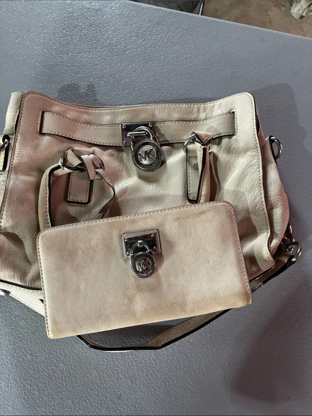 Michael Kors Cream Leather Shoulder Bag with Matching Wallet